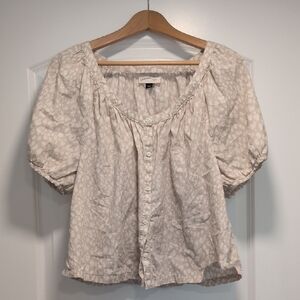 Universal Thread Cream Puff-Sleeve Button Front Blouse